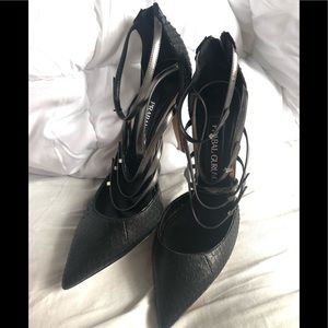 Prabal Gurung leather sexy black heels size 37 7